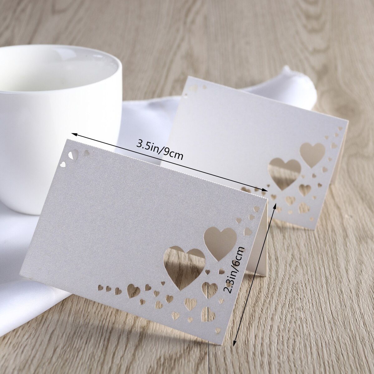 50PCS Paper White Table Card Heart Hollowed Table Namecard Table Cards Place Cards Wedding Guests Banquet Party Favors: Type C