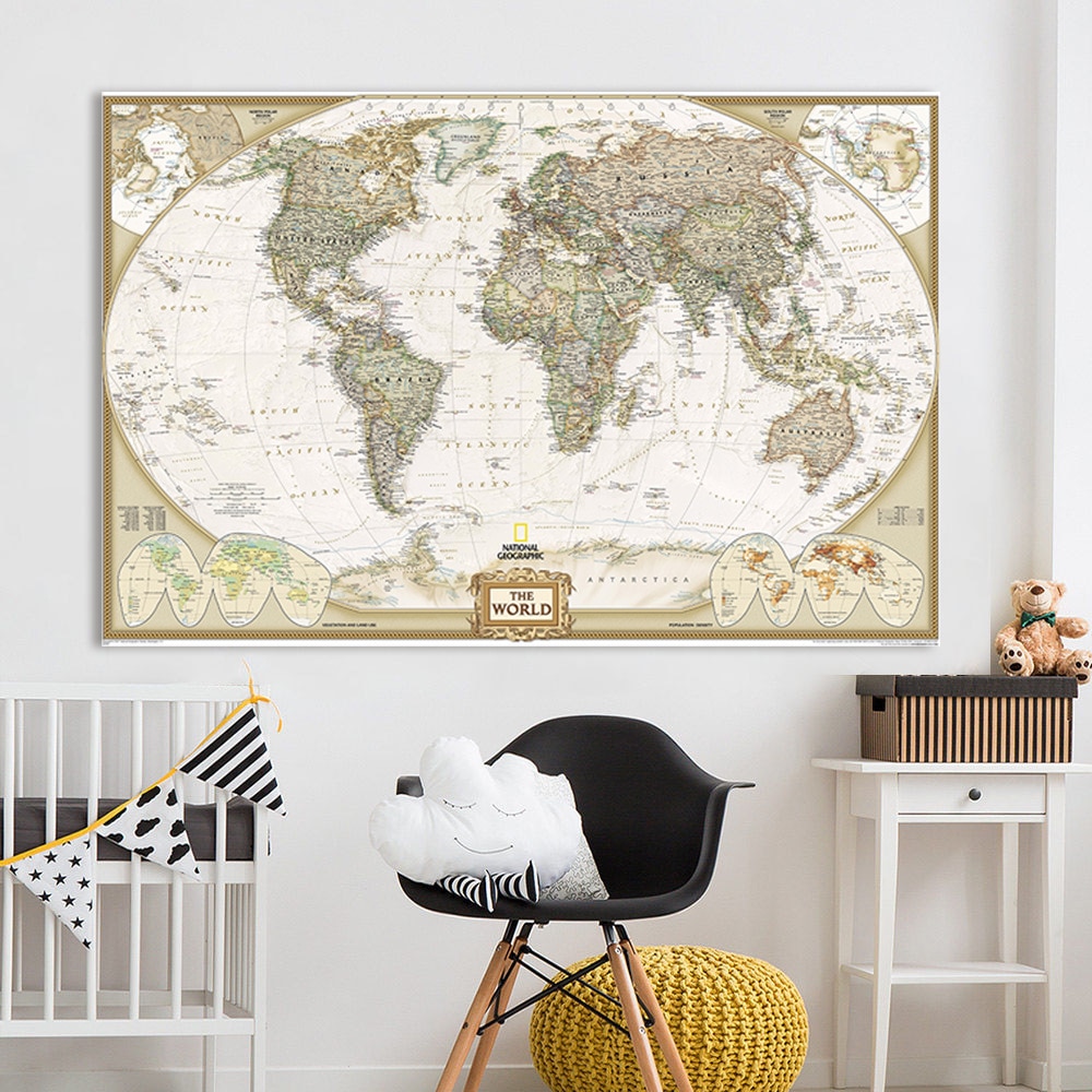 10PCS Large Vintage World Map Office Supplies Detailed Antique Poster Wall Chart Retro Paper Matte Kraft Paper 20*30CM Map World