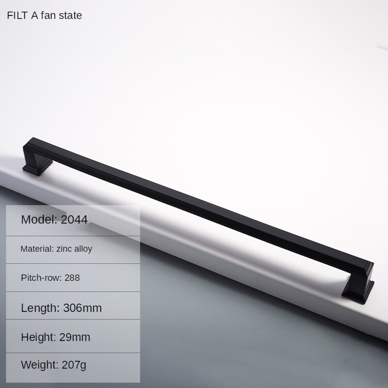 Cabinet Handles Modern Cabinet Handle Square Furniture Hardware Stainless Steel Kitchen Door Knob Cupboard Wardrobe Drawer Pulls: 288-Dumb black