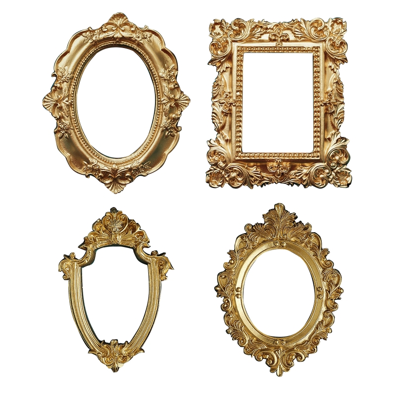 Marco de fotos Retro dorado para decoración del hogar, accesorios de exhibición de joyería para decoración de uñas, Fondo de fotografía para sesión de fotos