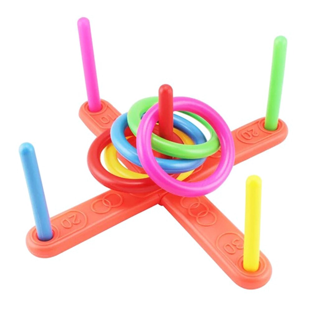 Giocattoli da lancio per bambini Set divertente anello a cerchio Quoits di lancio in plastica gioco da giardino giocattolo da piscina giocattoli sportivi per bambini sviluppo di capacità di movimento