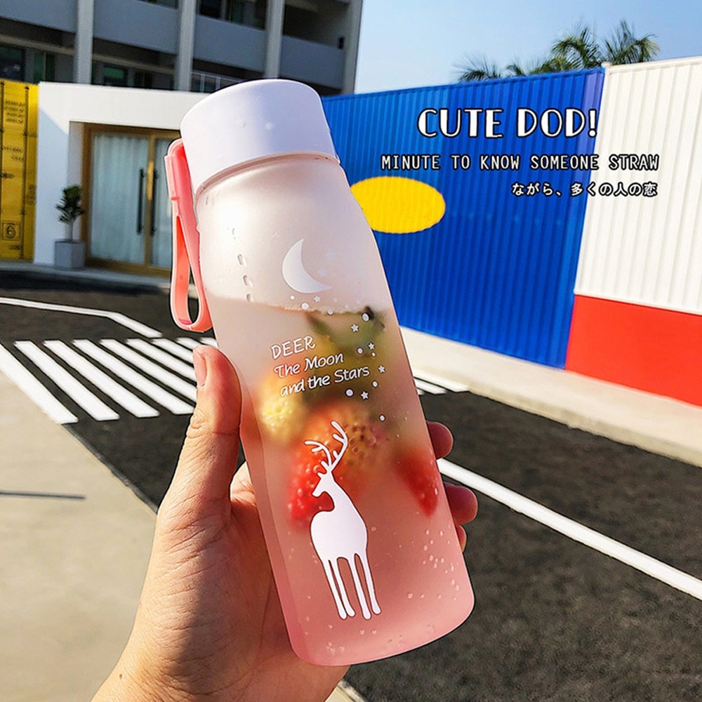 560Ml Sport Water Fles Plastic Draagbare Drinkbeker Meisje Lekvrij -Proof Shaker Mok Water Reizen fles: pink