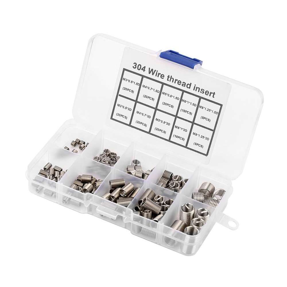 150pcs Stainless Steel Thread Repair Insert Kit M3 M4 M5 M6 M8 Wire Braces Bushing Screws Sleeve Threaded Sheath