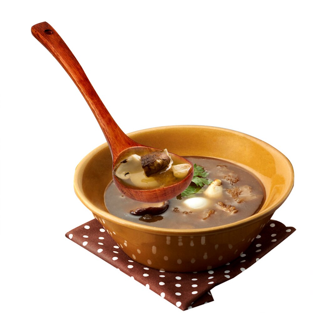 Utensilios de cocina, accesorios de cocina, vajilla ecológica saludable, cuchara de sopa de mango largo, de madera Natural