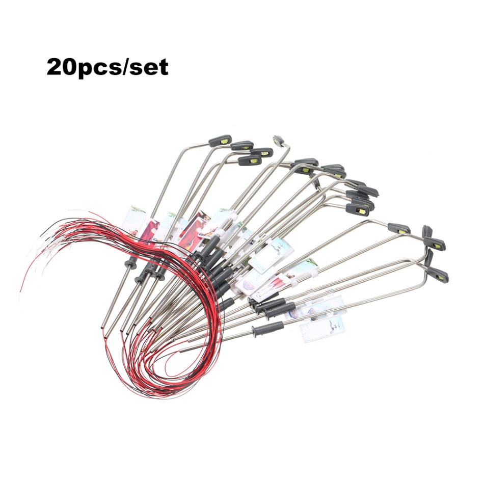 20 Stks/set Model Straatverlichting 1:200/150/100 Schaal Layout Lantaarnpaal Spoorweg Trein Tuin Speeltuin Landschap Led Lamp Verlichting: Warm White scale 1