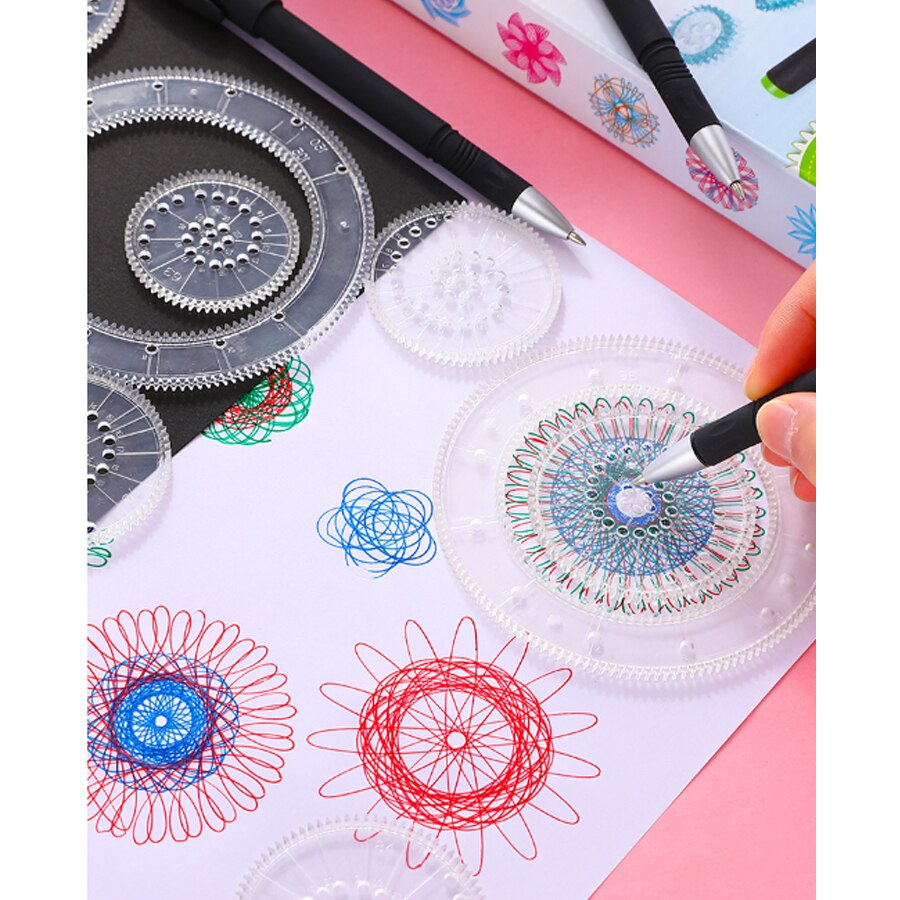 Spirograph Tekening Speelgoed Set 22Pcs Grijpende Tandwielen & Wielen Tekening Accessoires, 8 Stuks Blauw Spirograph Set Educatief Speelgoed