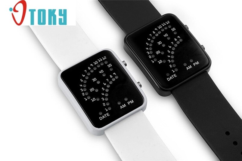 Novel Women Mens Futuristic Japanese Style Multicolor LED Sport Wrist Watch May26