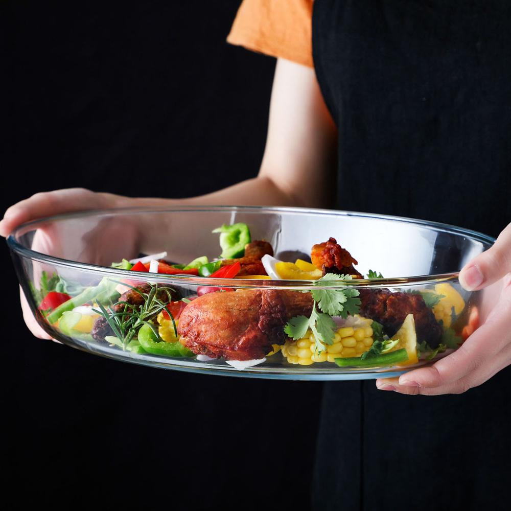 1.5/2/3L Hoge Borosilicaatglas Vis Schotel Plaat Keuken Magnetron Veilig Verwarming Kom Huishouden Salade Eten plaat Servies