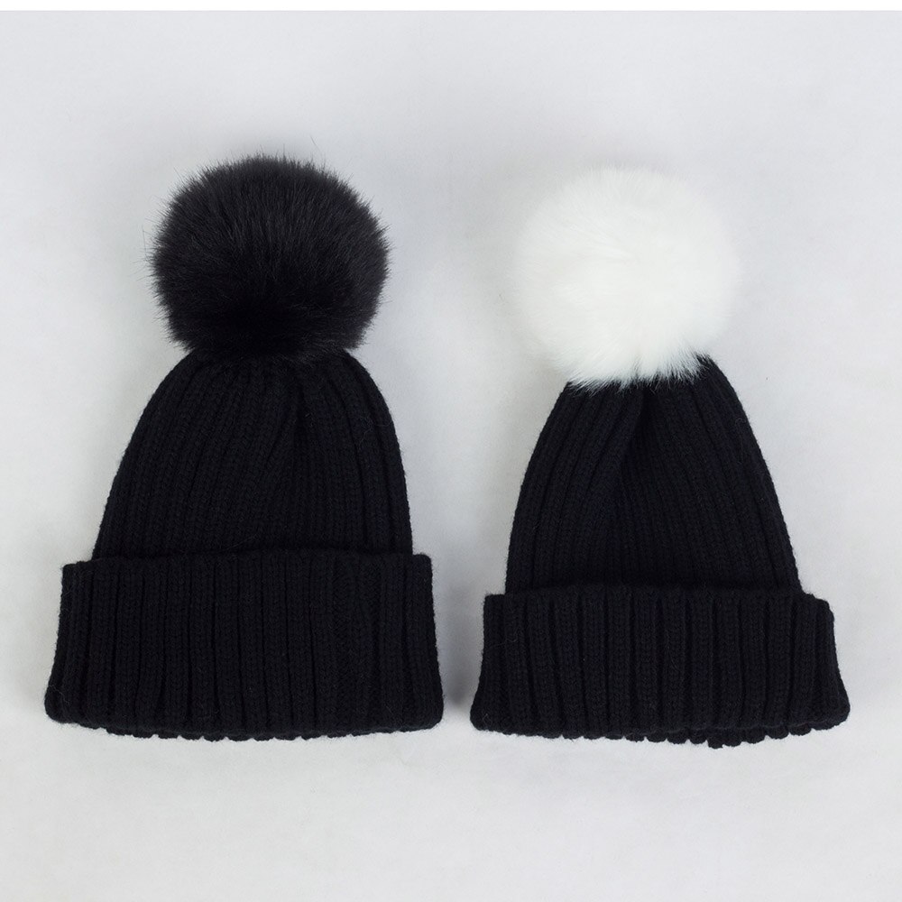 Geebro Lue for Barn - Koselig Strikket Lue med Pompon - Vinter Høst - Unisex