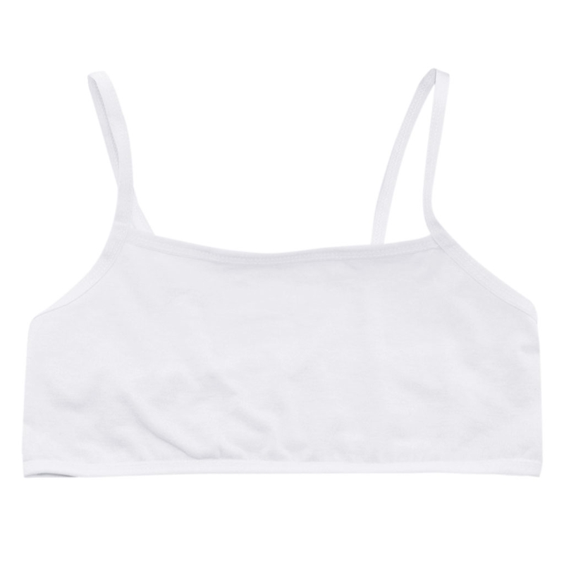 Pubertet teenage pige bomuld undertøj studerende brystholder træning bh ensfarvet: Hvid