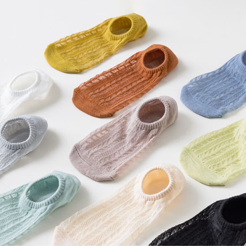 5 paia/lotto calzini invisibili in cotone Mujer antiscivolo Chaussette caviglia bassa donna femminile calzini da barca No Show Calcetines traspiranti