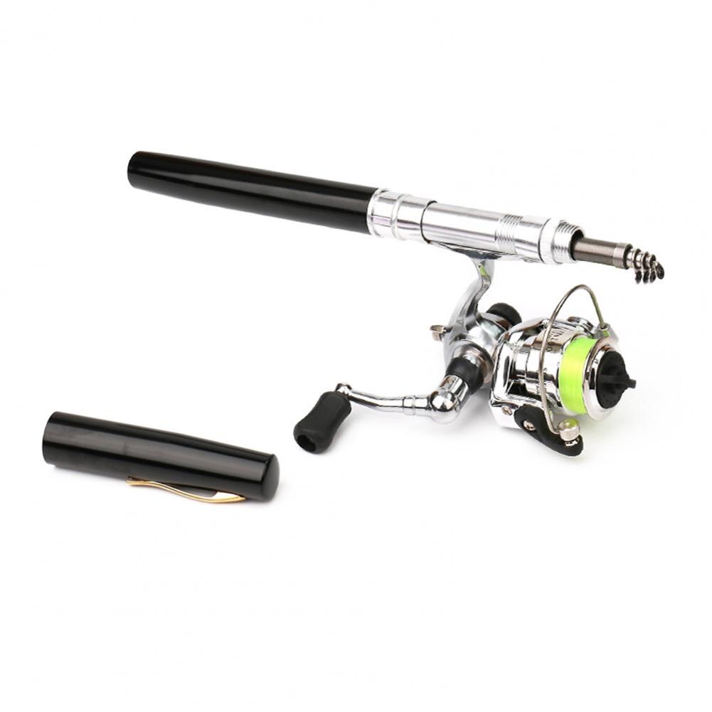 1.6M Pen Vorm Telescopische Mini Hengel Hengel Met Metalen Spinning Reel Wiel Visgerei Set Voor Outdoor Vissen supply: Black