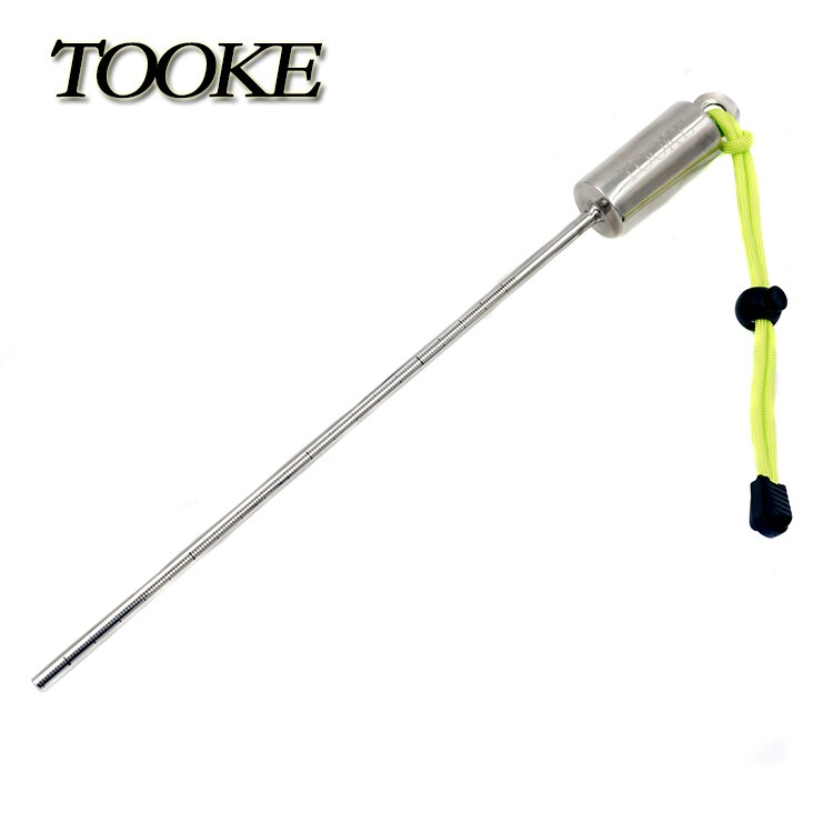 Dykbeslag rostfritt stål hummer dyksticka pekpinne undervattenshaker med snodd handledsrem: Grönt band