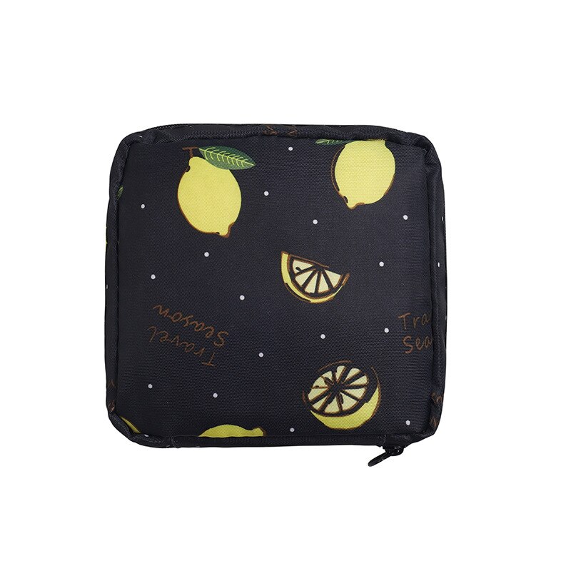 Portatile di grande capacità borsa da viaggio sacchetto di immagazzinaggio del tovagliolo sanitario di stoccaggio cosmetici di trucco del sacchetto dei monili sacchetto di immagazzinaggio del sacchetto rossetto borsa: B Black lemon