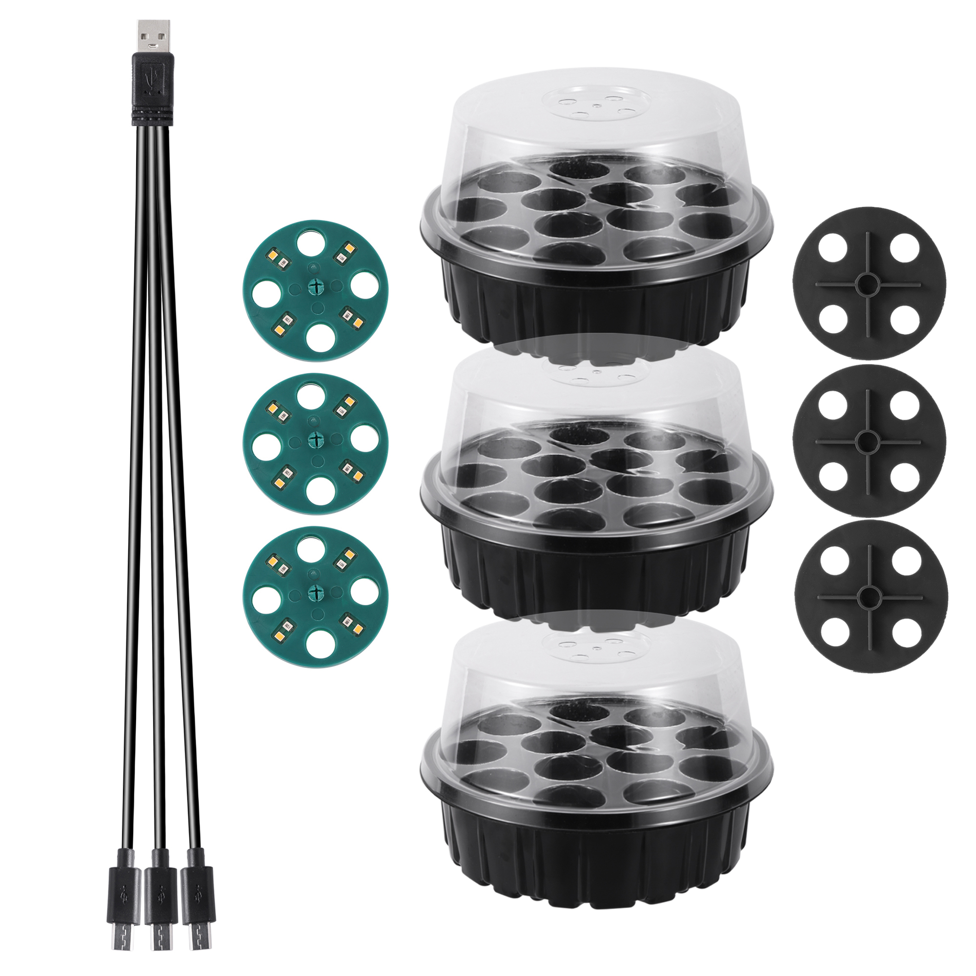 LED Plant Lights Seedling Trays Kit High Cover Propagator Growing Tray Seeds Starter Set Garden Greenhouse Seed Nursery Pots: Navy Blue