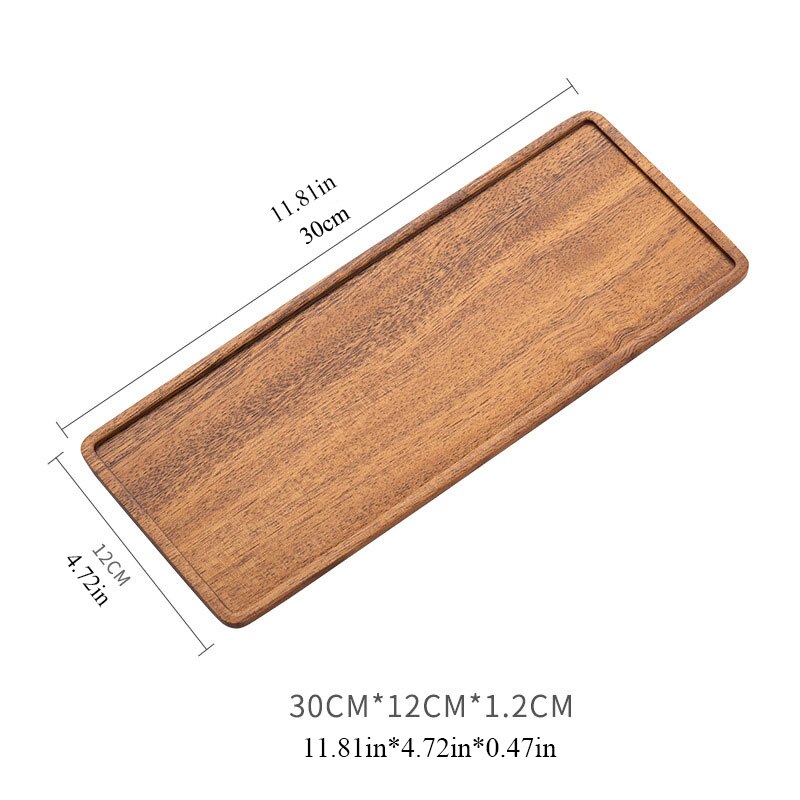 Bandeja rústica de madera de nogal para el hogar, bandeja de servicio de madera maciza, plato para servir, aperitivos, almacenamiento de alimentos para Hotel: JJ0436-Big