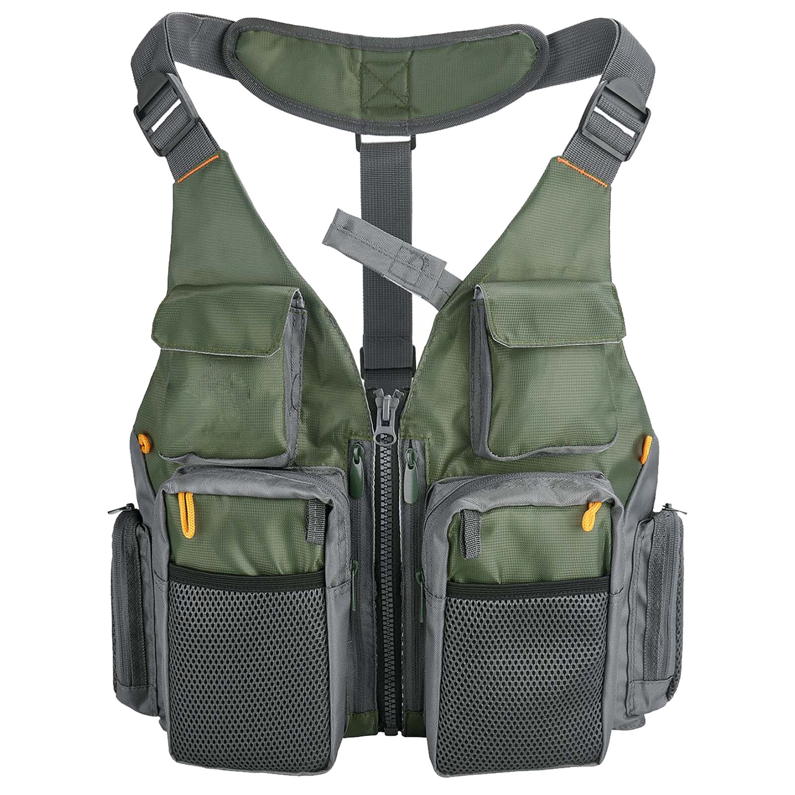 Spanye Mens Vissen Jacht Vest Outdoor Reizen Utility Tactische Vest Werk Jas Multi Pocket, Stijl 02 Fluorescerend Groen, L