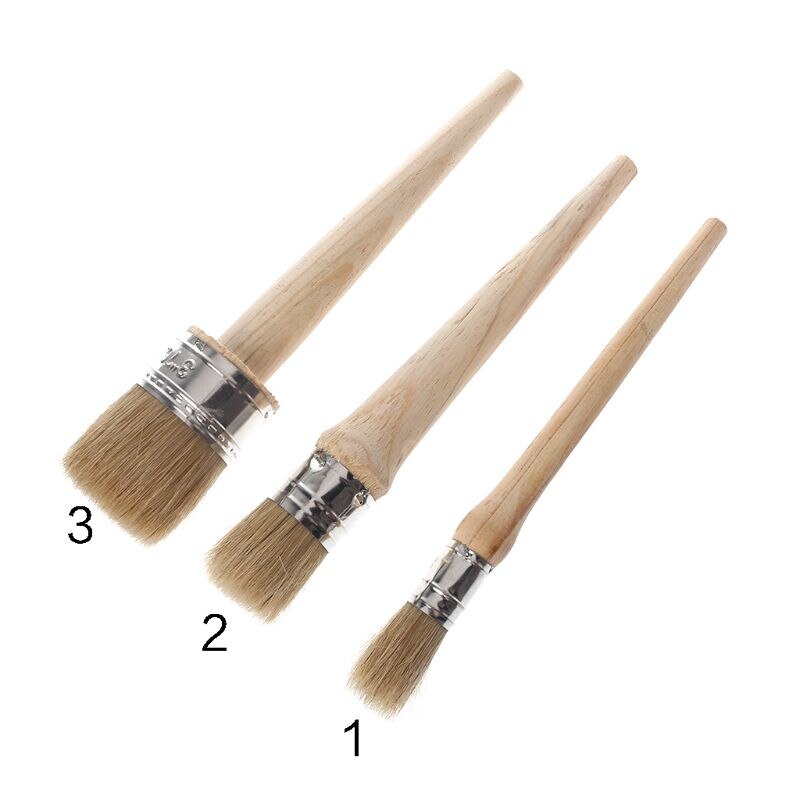 Tiza redondo largo de 20/25/30mm, pincel de cera para pintura de cerdas naturales, mango de madera, pintura, encerado, especialidad, brocha redonda para pintar