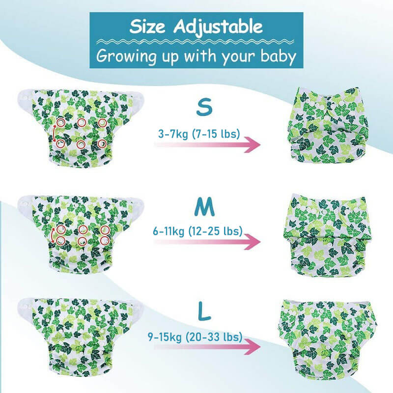 Cloth Diaper 4pcs/Set Reusable Nappies Diapers Inserts Potty Training Pants Newborn Cloth Diapers PUL Fabric Nappy Baby
