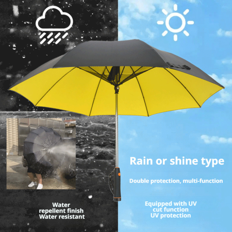 Koelende parasol met ventilator, zonnige regen, UV-beschermingsparaplu voor tweeërlei gebruik. Elektrische vinylparaplu