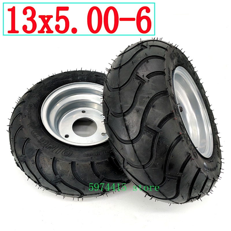 13X5.00-6 Inch Tubeless Tire With Steel Rim Fit For Fuel Electric 4 Racing Wheels Buggy Karting Beach Car ATV QUAD Go kart Parts