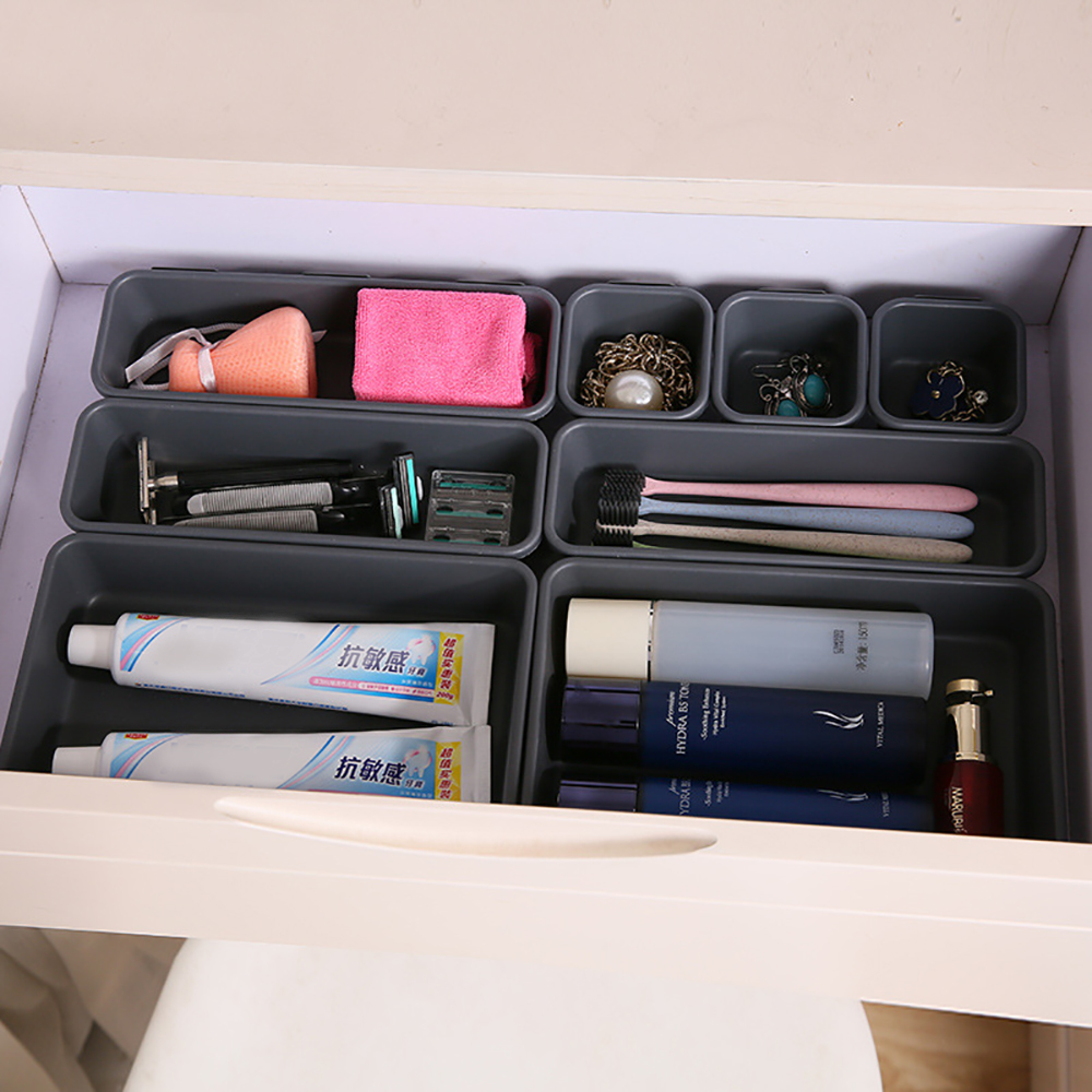 8PCs Divide Drawer Organizer Box Storage Trays Box Office Home Kitchen Bathroom Cupboard Desk Jewelry Makeup Organization