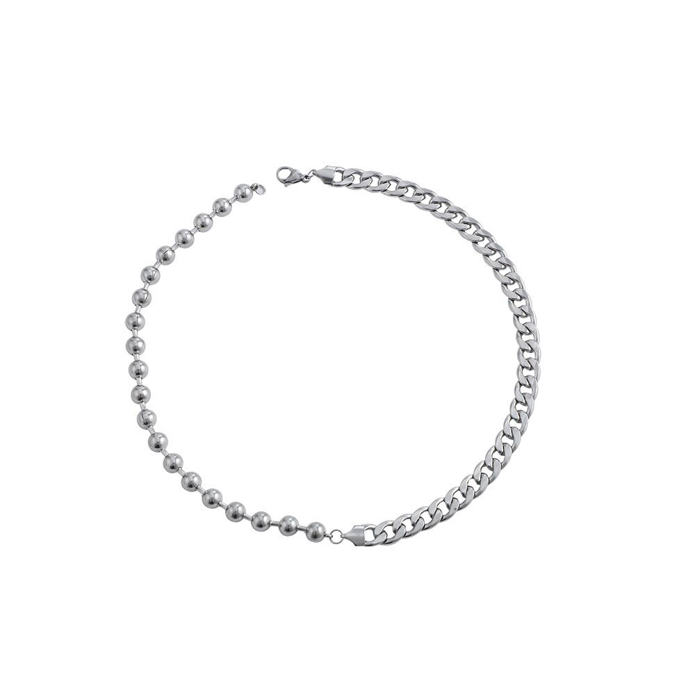 Titanium stalen cubaanse ketting met stiksels en kogelvormige schakels, coole ketting voor mannen en vrouwen, unisex, hiphop, streetstyle, veelzijdig, lief en cool.