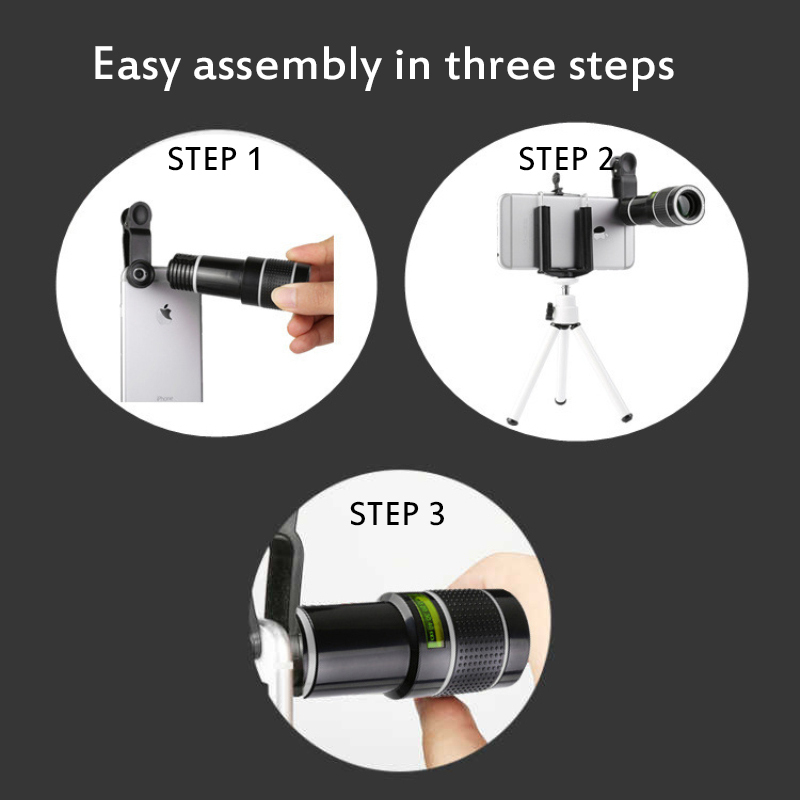 Universal 20x zoom telephoto lens external mobile phone camera lens lens telescope mobile phone holder with smartphone clip