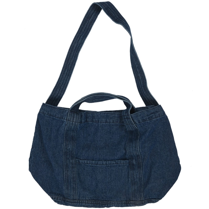 Denim Slouch Borsa Casual Jean Borsa In Tessuto Per Il Tempo Libero Coreano di Modo di Stile Giapponese sacchetto del Messaggero di Modo Top-Handle Bag, navy Blu: Default Title