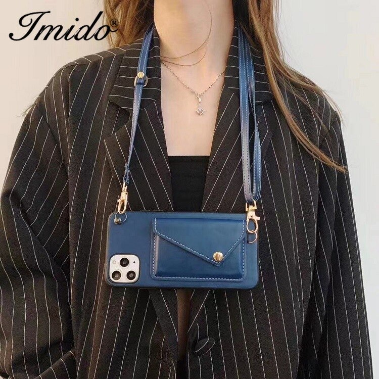 Portefeuille-style étui de téléphone portable sac IPhone11pro carte cuir messager corde adapté pour IPhone X XR XS Max coque de téléphone sac à main