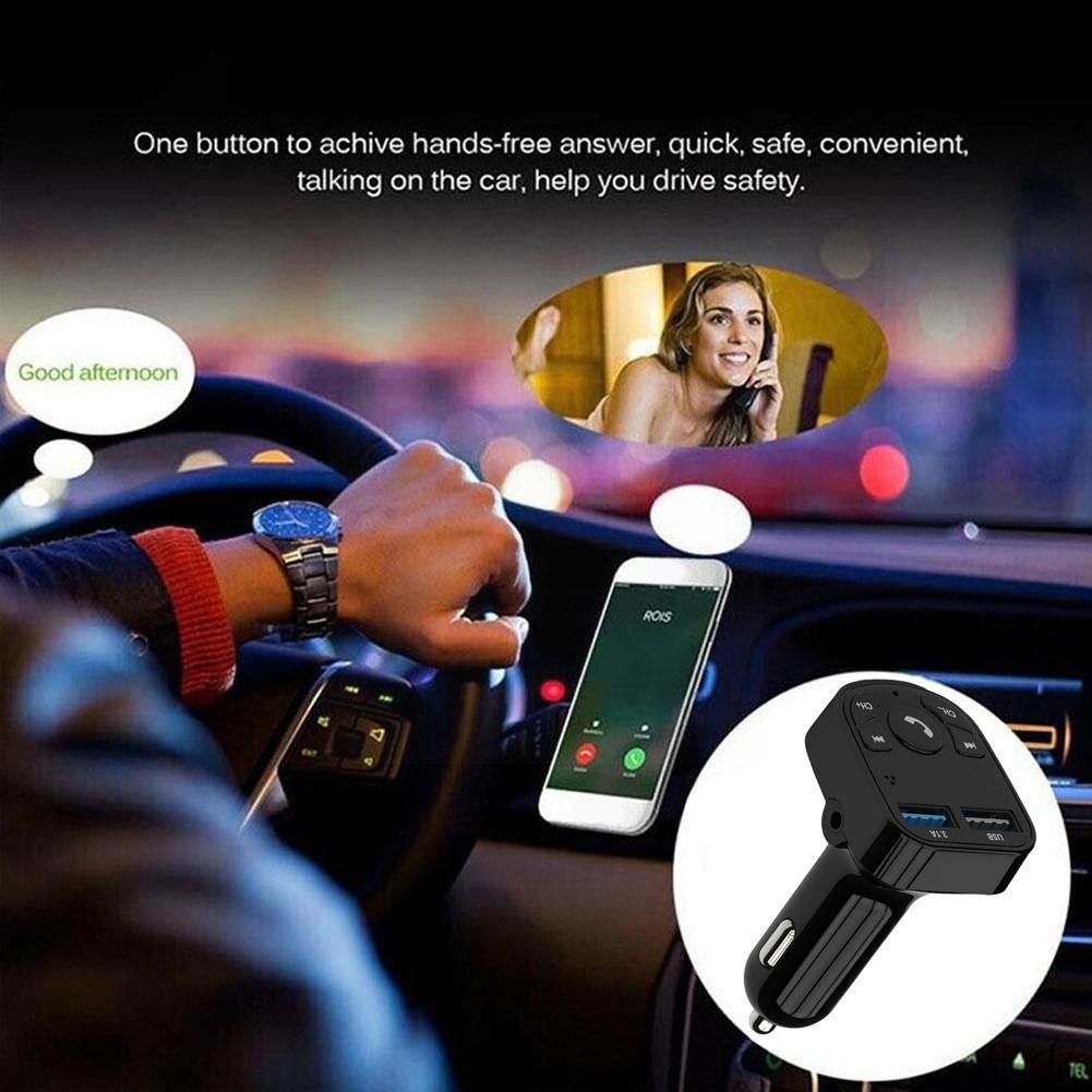 USB Bluetooth FM Transmitter Univesal Wireless Car Handsfree Bluetooth Connector AUX Jack Port Car Adapter MP3 Player Charg V0F1
