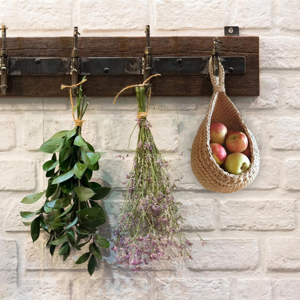 Hanging Wall Vegetable Fruit Basket Kitchen Hanging Storage Farm House Basket Bohemian Handwoven Wall Mount Fruit Veggie Basket