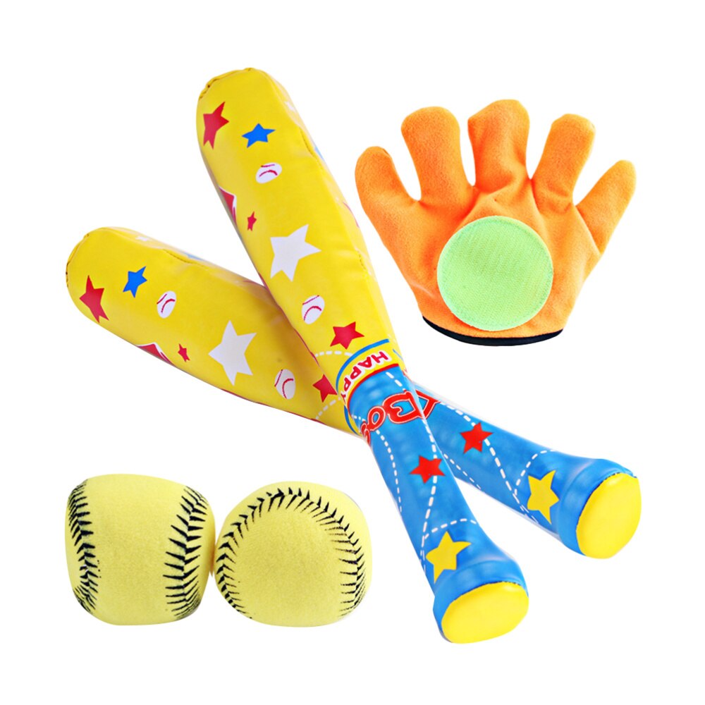 1 Set/4 Pcs Abs Baseball Kit Honkbal Speelgoed Voor Kids Chindren Outdoor Sport (1 Pc Bat, 1 Pc Hoepel En Lus Handschoen, 2 Pcs Baseball)