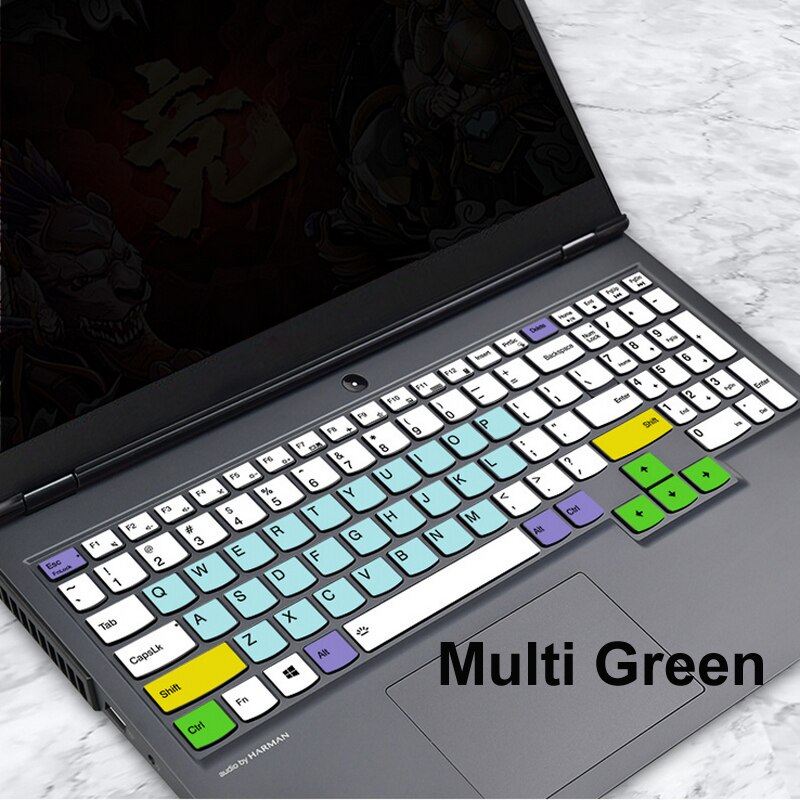 Unique Silicone Waterproof Cover Laptop Keyboards Skin For Lenovo Legion 15.6" R7000/Y7000/R7000P/Y7000P Keyboard Stickers: Multi Green