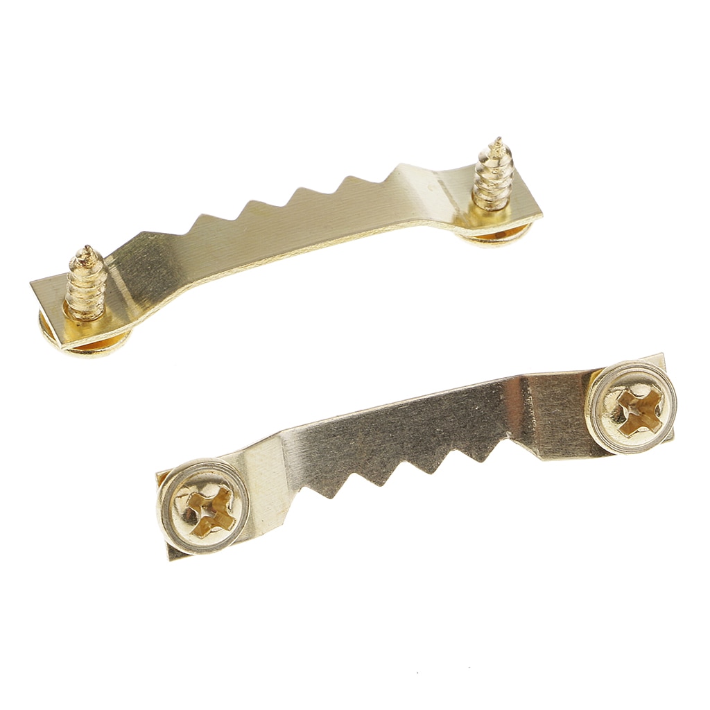 100 Set Golden Saw Tooth Hangers Hooks Fixings &amp; Screws For Photo Canvas Art