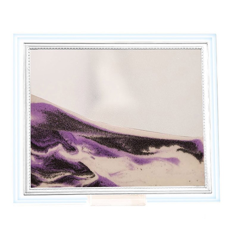 3D Dynamische Vloeiende Grit Zand Schilderij Transparante Glazen Frame Tekening Landschap SCVD889: Purple 5 Inch