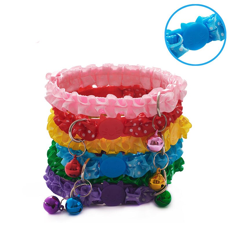 Adjustable Buckle Collar For Cat Puppy Pet Supplies Lovely Cat Dog Lace Collar With BellCat Dog Accessories Small Dog Chihuahua