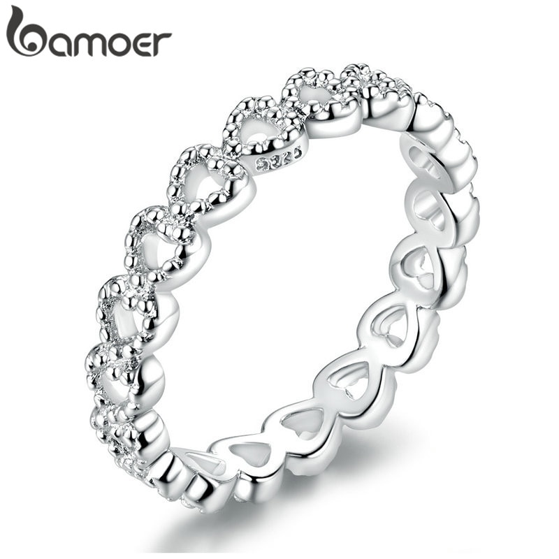 BAMOER Romantische Silber Farbe Herz zu Herz Ring AAA Zirkonia Günstige Ringe für Frauen Hochzeit Schmuck Pa7223