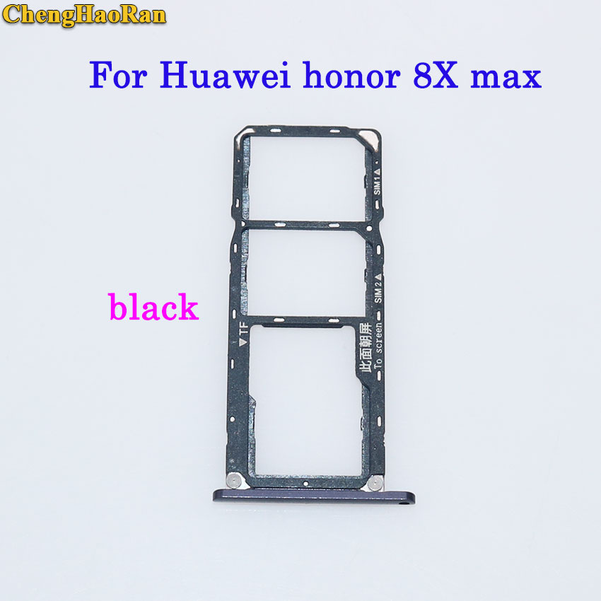 ChengHaoRan plateau de carte SIM + plateau de carte Micro S D pour Huawei Honor 7/8/8X/8X max/8 lite pièces de réparation support de fente de plateau de carte SIM: honor 8x max--black