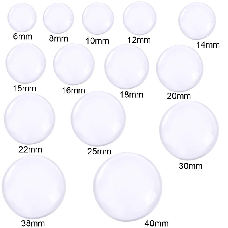 Redondo Cabochons de vidrio transparente para joyería DIY hacer componentes 6mm 8mm 10mm 12mm 14mm 15mm 16mm 18mm 20mm 25mm 30 mm: 25mm - 10pcs