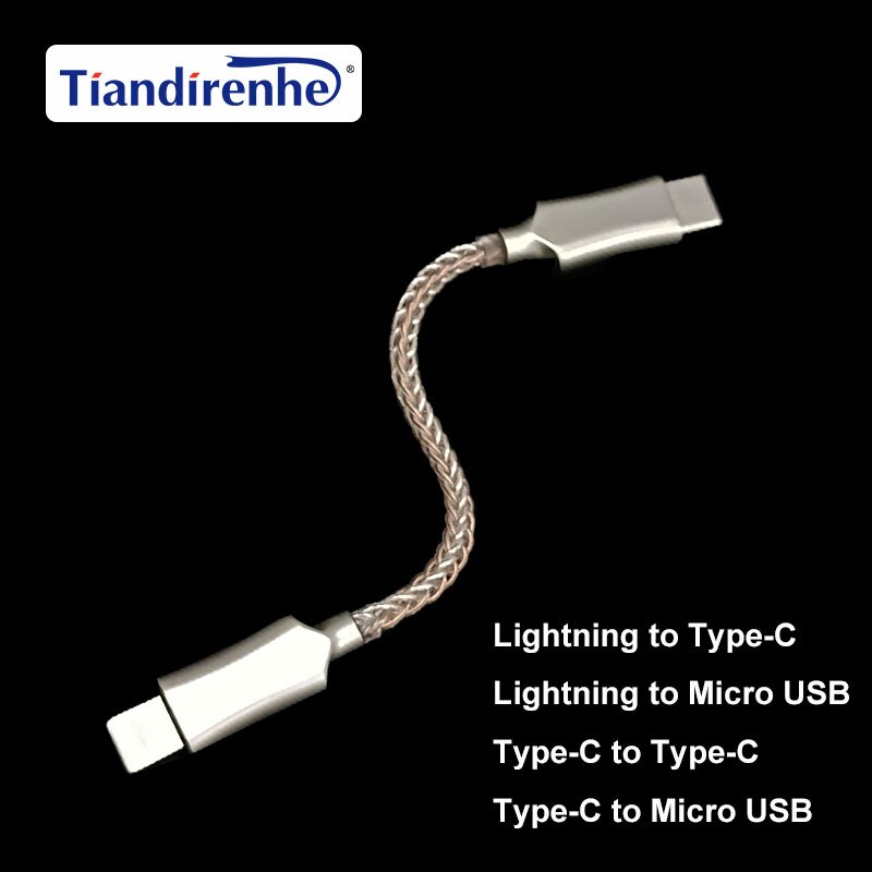 Câble Lightning vers type-c DAC OTG, 8 cœurs, en cuivre monocristallin, Micro USB pour iPhone 12 Pro Max 11 X Android,