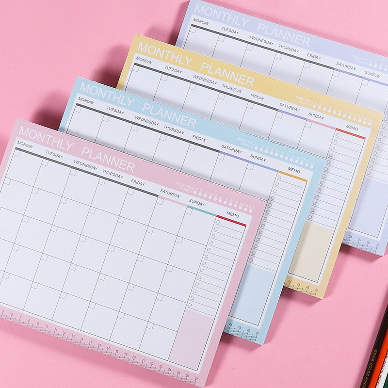 Kawaii A4 planificateur mensuel A5 Plan hebdomadaire Agenda 365 jour cahier école fournitures de bureau Journal livre papeterie Kpop