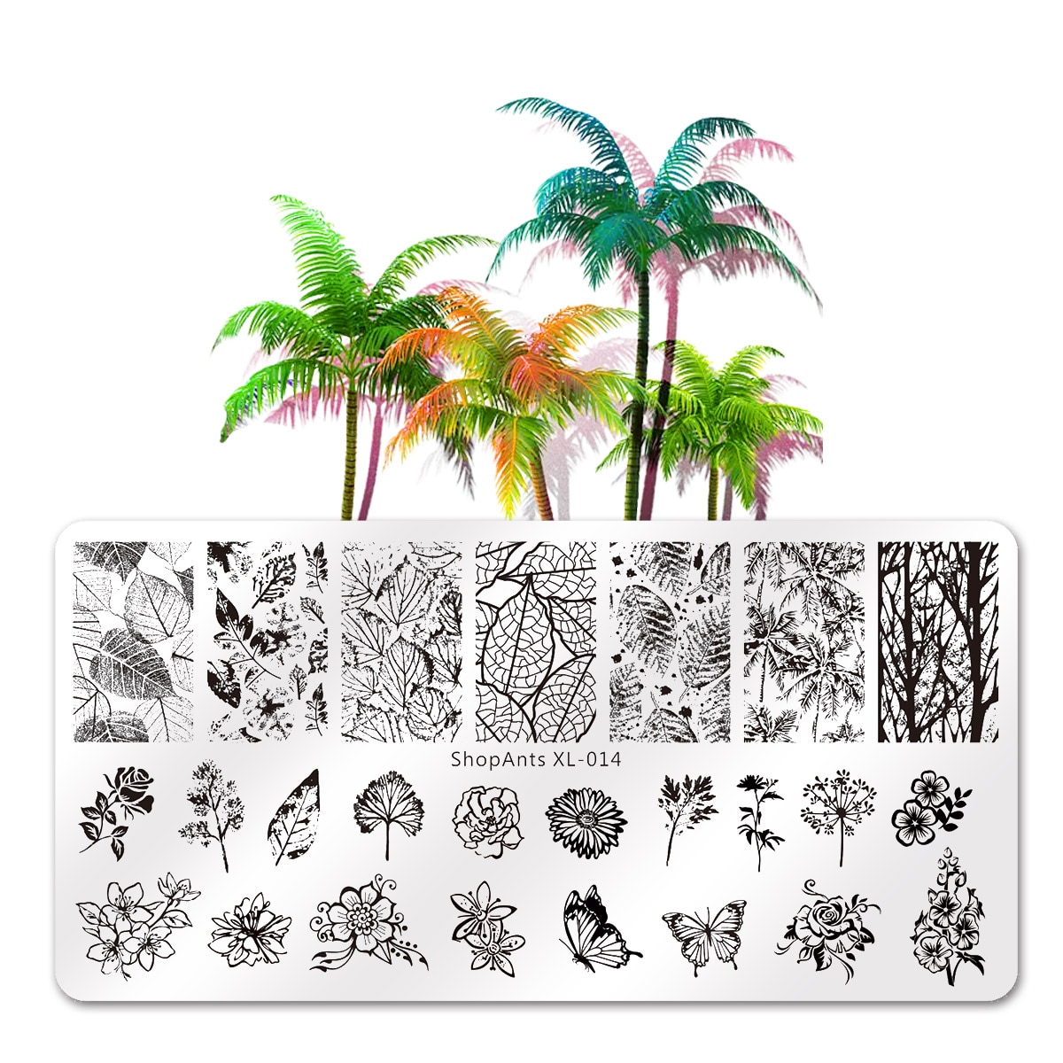 Ontwerpen Diy Nail Stempelen Platen Blad Patronen Natuurlijke Planten Bladeren Nail Art Stamp Sjablonen Stencil Nail Art Gereedschap