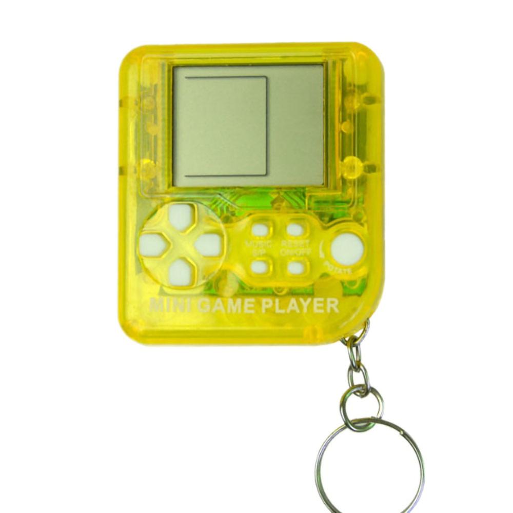 Super Mini Keychain Russian Tetris Game Keyboard Portable Tetris Game Box for Kids Children Baby: Yellow