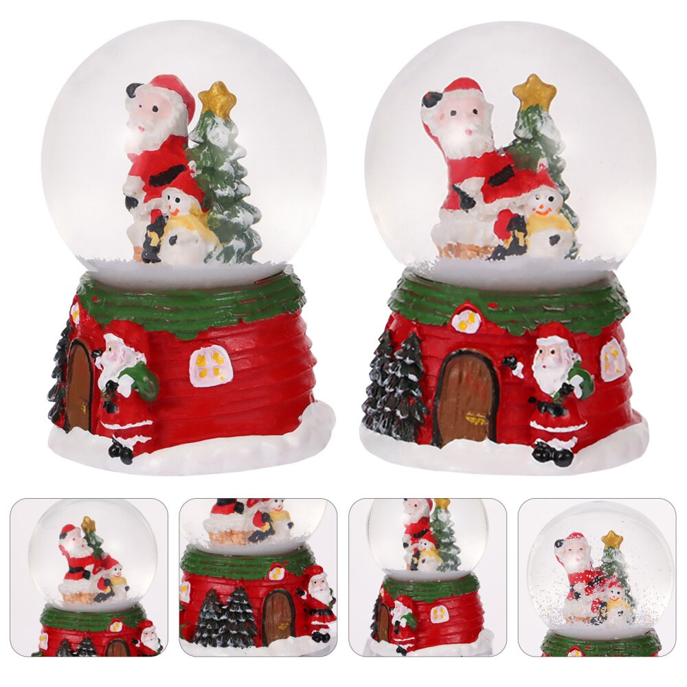 2Pcs Snow Globes Festive Snow Globes Crystal Ball Desktop Ornament for Christmas: Default Title