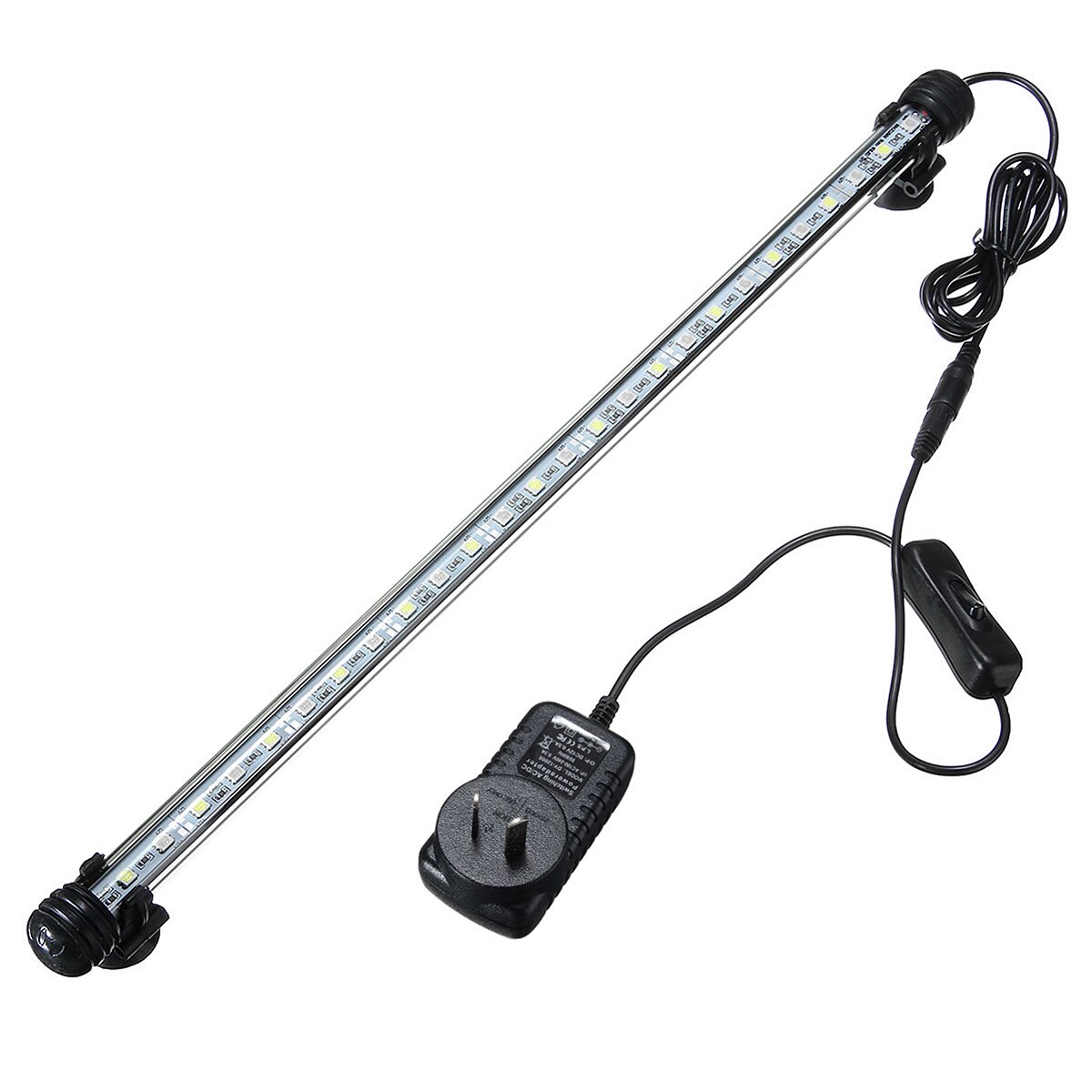 Luz LED impermeable para acuario, 48cm y 5W, lámpara subacuática para acuario, iluminación para plantas, enchufe para Reino Unido y Australia