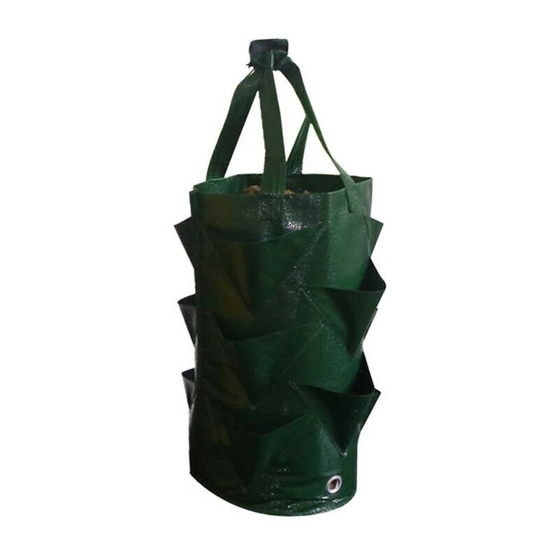 3 Gallon Groeiende Tas 8 Mond Aardbei Planten Bag Tuin Opknoping Planter Grow Bag Pouch Tomaat Bloem Kruid Tassen Tuinieren: Green