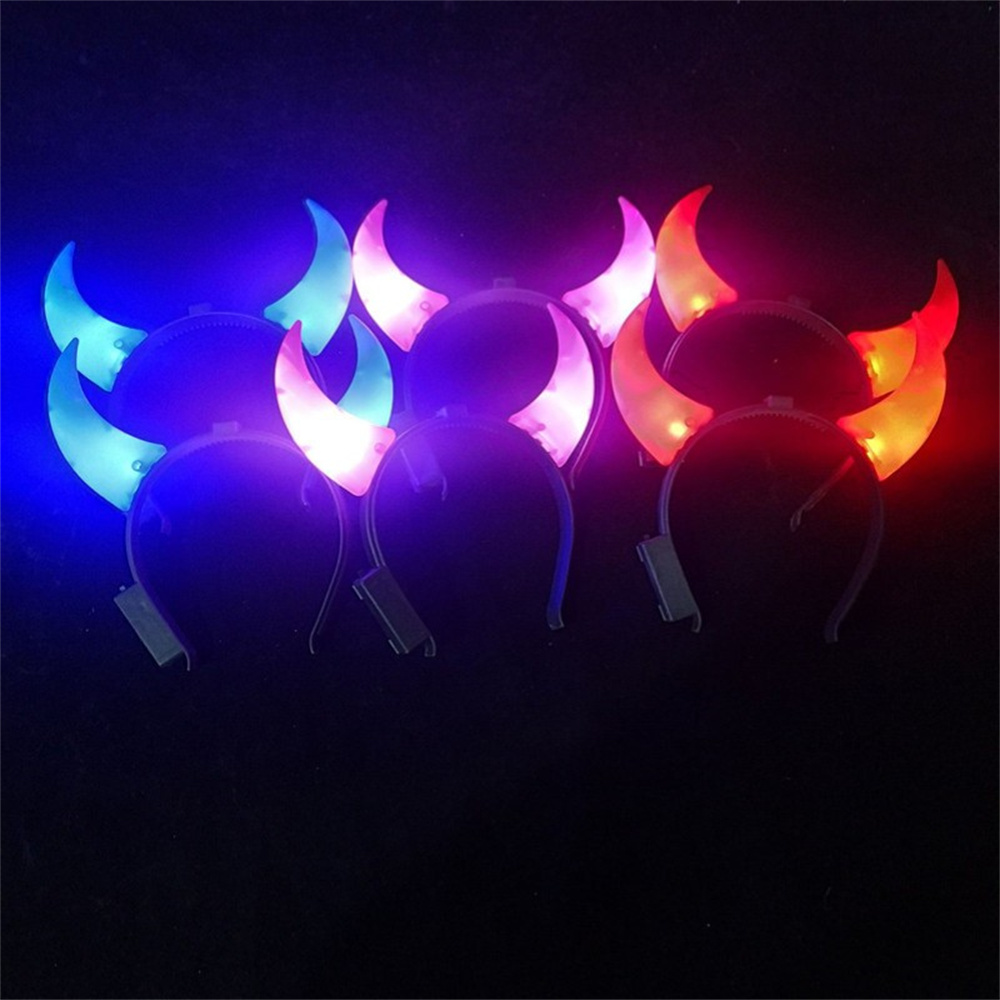 LED Lustige Teufel Horn Leuchten Stirnband Blinkende Haar Reifen Kopfbedeckung Halloween Weihnachten Neujahr Party Dekor Haar Zubehör
