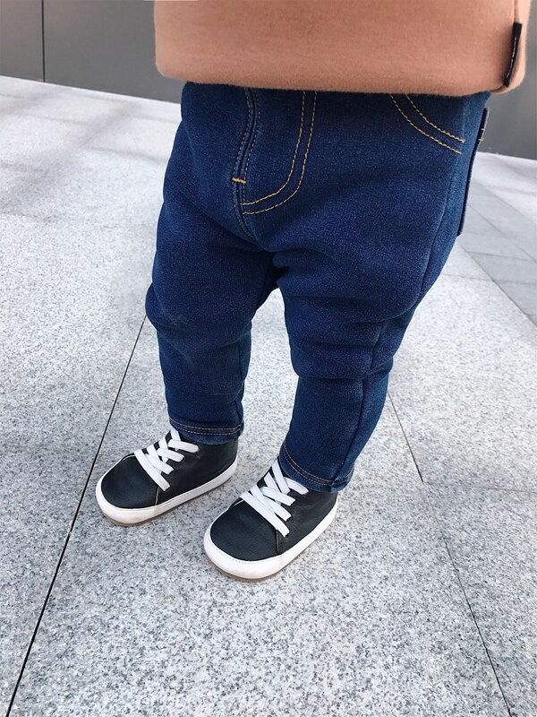 Winter infant kids cotton knitted warm jeans 0-5 years baby boys girls casual thicken denim pants 0-5Y