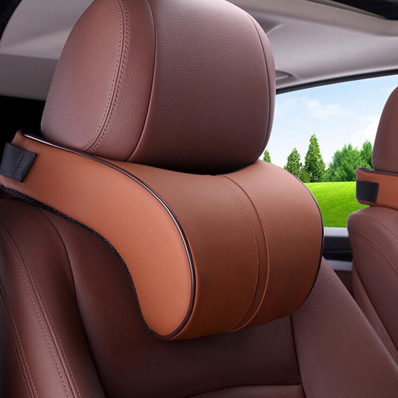 PU Leather Auto Car Neck Pillow Memory Foam car pillow Neck Rest Seat Headrest Cushion Pad